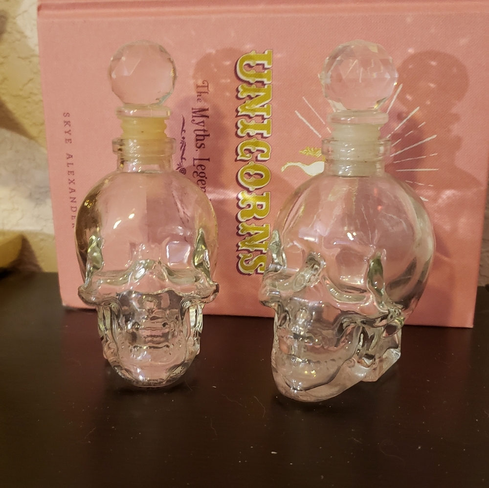 Glass Skull Potion Bottles (PAIR)